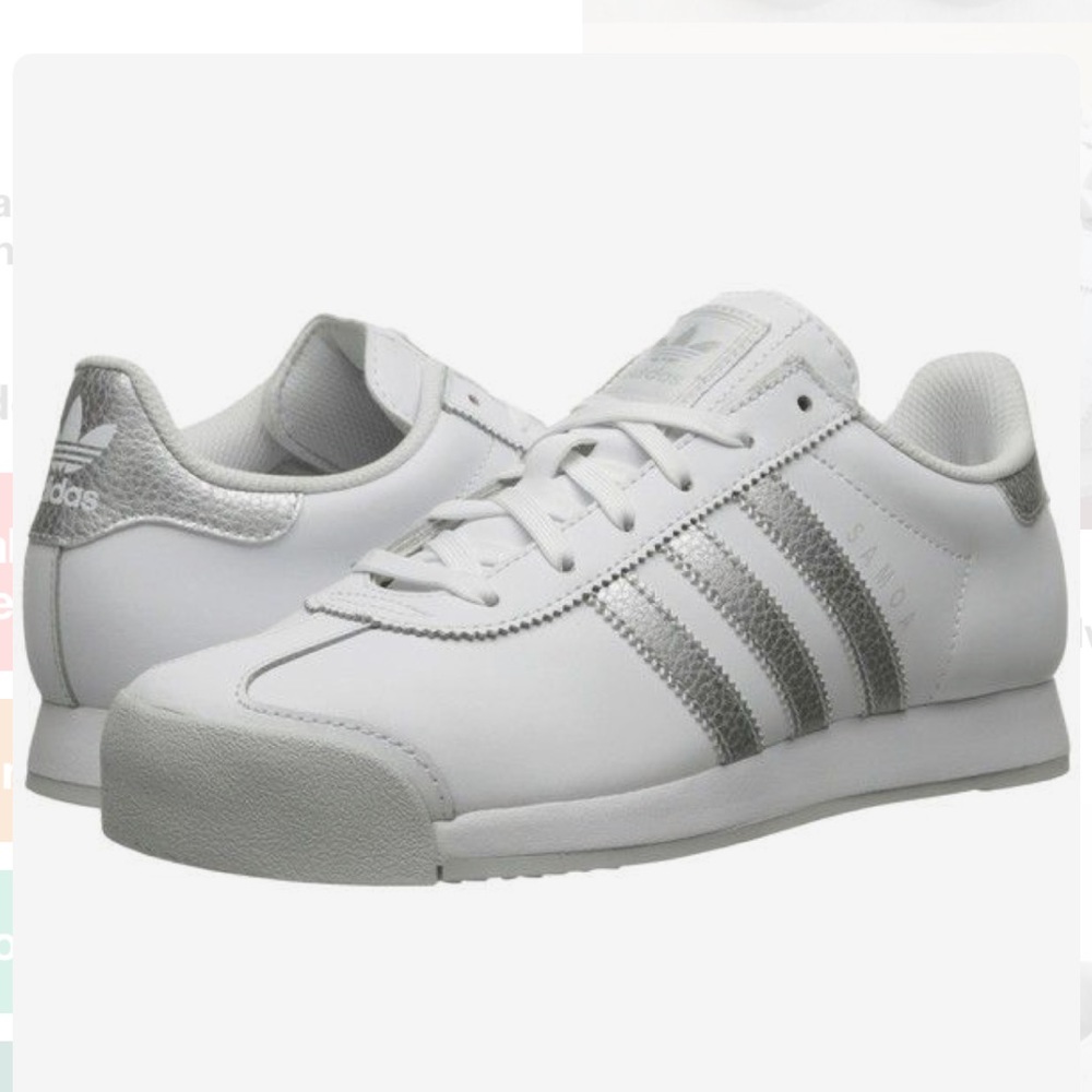 Adidas Samoa White and Silver Sneakers